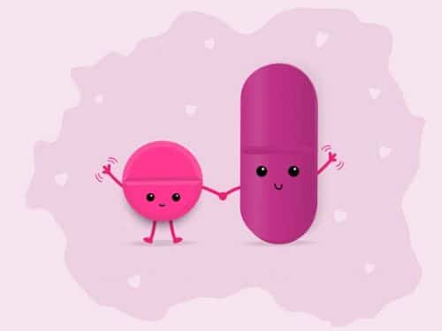 Vignetta illustativa di due pasticche di ibuprofene